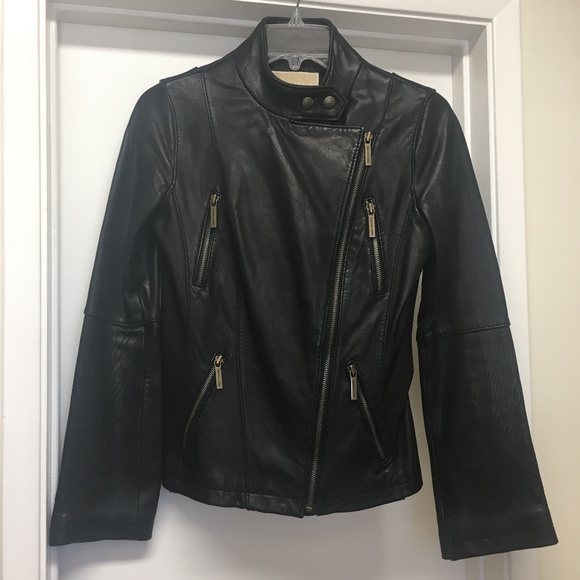 Michael Kors Jackets & Blazers - Michael Kors Black Genuine Leather Moto Jacket
